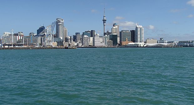 Downtown Auckland city from the sea