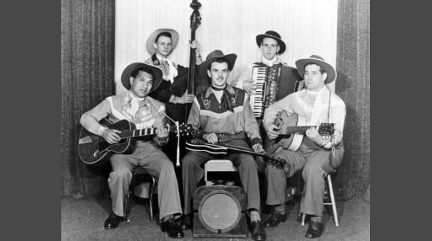 eight col Johnny Cooper and his Range Riders Wellington c From left Johnny Cooper Will Lloyd Jones Don Aldridge Ron James Jim Gatfield Sonic Records