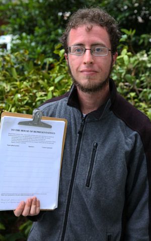 Gay rights petition organiser Wiremu Demchick calls for pardon of prosecuted gay men Photo RNZ Alexander Robinson