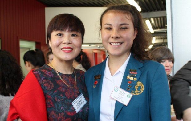 Chinese teacher Wang Liwei and Head Girl Alex Loo